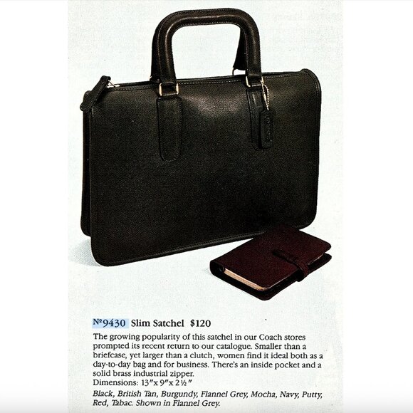 Coach Vintage - 1970s Slim Satchel 9430 Handbag in Black, NYC Factory, Talon ZIp - Picture 8 of 15